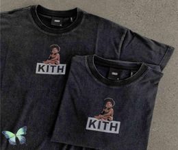 Vraies images kith t shirt bébé imprimé kith box tshirt hommes femmes top quétiy vintage do old k788666288