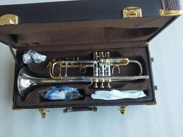 Fotos reales Super Trompeta LT180S-72 superficie de instrumento Musical Chapado en plata latón Bb Trompeta profesional con estuche