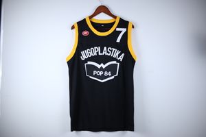 FOTOS REALES Toni Kukoc # 7 JUGOPLASTIKA POP 84 YUGOSLAVIA Camisetas de baloncesto retro negras Ed para hombre Personalizado Cualquier número Nombre