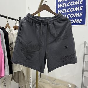 Short en coton délavé pour hommes et femmes, avec poches de haute qualité, culotte imprimée décontractée, 2024ss, images réelles