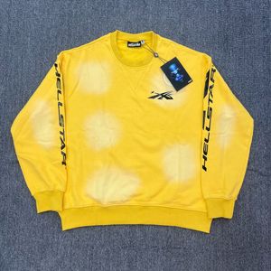 Imágenes reales de patrón amarillo sudaderas para hombres suéteres de mejor calidad
