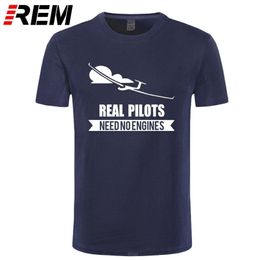 Pilotos reais não precisam de motores planador ou planador design verão homens camiseta de manga curta impressão homem camiseta de algodão marca 210409