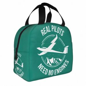 Les vrais pilotes n'ont pas besoin de moteurs Envolée Sacs à lunch isolés Sac isotherme Avion Aviati Avion Fighter Portable Tote Lunch Box W2bT #