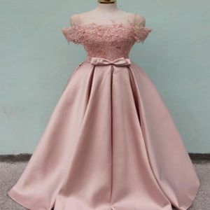 Real Pink Sexu Back Open Off Shoulder Prom Gowns Arabisch Design Avondjurk Formele Lange Party Avondjurken in China
