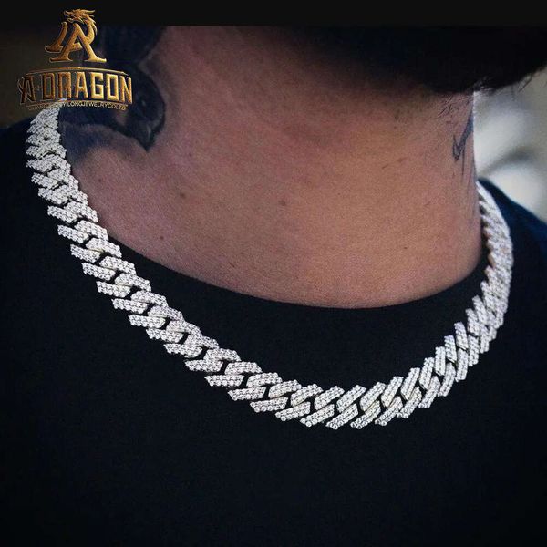 Real plaqué 12 mm Iced Out Gold Moissanite Diamond Diamond Cuban Coun Chain Conceptions pour les hommes correspondant à un pendentif