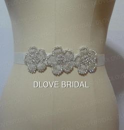 Real Po Crystal Rinestone Floral Bridal Sashs Belts Handmade Taille Robe de mariée Accessoire Ribbon Backs 100 Identique à 8716686