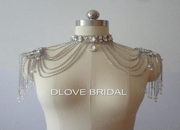 Real Po luxe cristal strass gland châle veste argent mariée enveloppes boléro robe de mariée décoration bijoux accessoire wit5533864