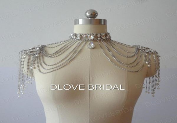 Real Po luxe cristal strass gland châle veste argent mariée enveloppes boléro robe de mariée décoration bijoux accessoire wit8541225