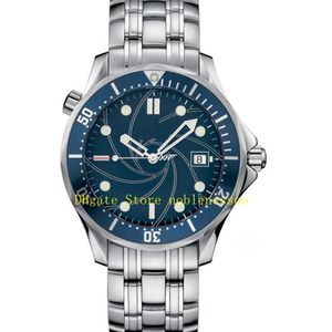Real Po Men's James Bond 007 Automatisch horloge Men Blue Dial Stainless Steel Casino Royale Limited Edition 41mm Bracelet MEC3489