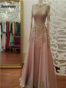Echte PO bescheiden blush roze prom -jurken L om kanten Appliques Crystal Party -jurken Evening Slijtage Vestidos de Fiesta9797467
