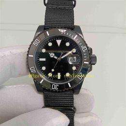 Real PO met originele doos heren 40 mm 116610LN 116610 Watch Steel Black Dial PVD DLC gecoate nylon NAVO -band Asia 2813 Move282i