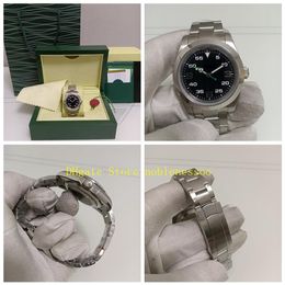 Echte po met originele doos horloges Men Air 40mm groene zwarte wijzerplaat roestvrij staal Arabisch 116900 oester armband 2813 Beweging Men2448