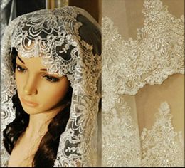 Real Pos 2020 voile De mariage blanc ivoire 3M avec peigne perles De dentelle mantille voile De mariée accessoires De mariage Veu De Noiva6735017