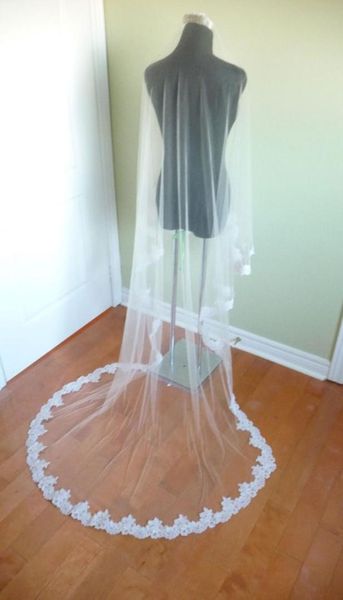 Real Pos – voile de mariée long en dentelle ivoire blanc, deux couches de Tulle et de dentelle, voile de mariée Purfle Comb3998452, 2021