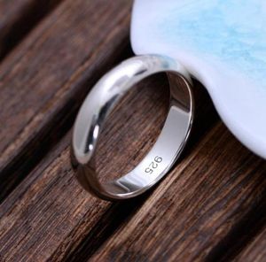 Real Pure 925 Anneaux en argent sterling et hommes Ring Simple Smooth Smooth Polishing Band Rague pour les amants Couples1845094