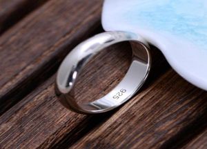 Echte pure 925 Sterling Silver Rings en Men Simple Ring Smooth High Polishing Wedding Band Ring For Lovers Paren1866390