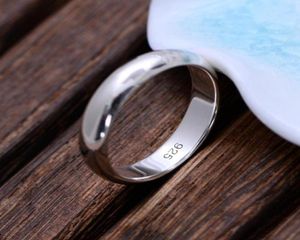 Echte pure 925 Sterling Silver Rings en Men Simple Ring Smooth High Polishing Wedding Band Ring For Lovers Paren1818403