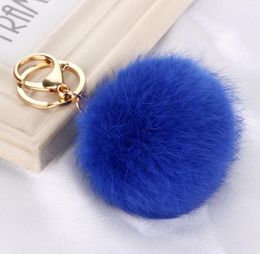 Real Rabbit Fur Ball Charms Key Rings Soft Lovely Gold Metal Key Chains Pom Pom Plux Car Keychain Car Clavage Course Boucles d'oreilles ACCESSOIRES NOUVEAU