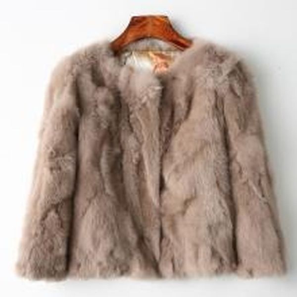 Véritable manteau de fourrure de lapin femmes court Style coréen mince fourrure/veste manteau XXXL taille manteau femmes manteaux et vestes hiver 220822