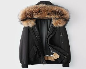 Real Rabbit Fur Manges For Mens Shearling Jacket Winter Parkas Ratcoon Collier de fourrure Snow Entrecour