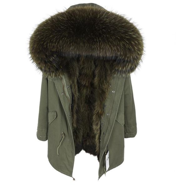 Réel manteau de fourrure de raton laveur pour hommes 2020 nouveau hiver chaud mode vraie fourrure parkas doublure de raton laveur col de raton laveur parka pour hommes avec