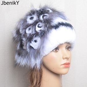 Réel Rex lapin cheveux luxe femme chapeau renard fourrure bonnets casquettes hiver femmes chapeaux mode dame chaud Rex fourrure de lapin tricoté chapeau 240103