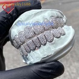 Real s completamente hielo dientes de rapero busto por corte profundo d color d color moissanite diamante parrillz