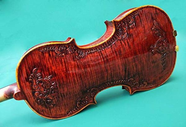 Real s haute qualité sculpté à la main fleur violon 44 bois massif vin rouge violon débutant étudiant instruments de musique professionnels 81368985944297