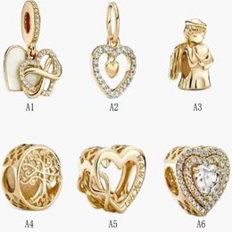 Echte S925 Sterling Silver Charms armbanden Love Gold Angel Love Style Tree of Life Snake Chain Snap Clasps Bracelet Fit voor Pandor285W