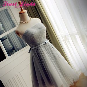 Réel échantillon rose gris tulle nouvelle mode sexy robes de cocktail courtes client fait plis robes de bal robe de soirée