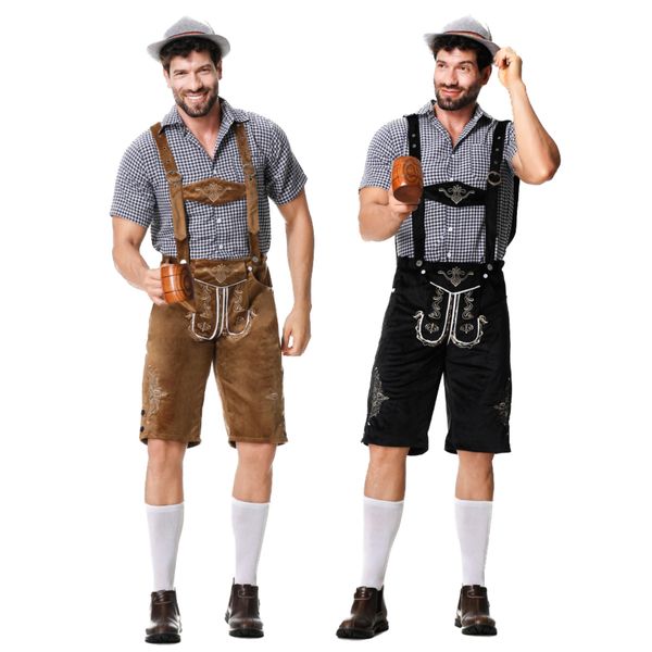 Real Shot Costume d'Oktoberfest allemand Style européen pantalon à bretelles grande taille pour hommes tenue de bière