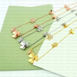 Collier Sier Sier Frivoles 9 Fleurs avec diamant 4 / quatre feuilles Colliers Pendants Bracelet de coeur pour femmes