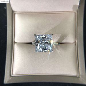 Real Sier Sieraden 12 MM Lab Moissanite Diamond Wedding Engagement Rings voor Vrouwen Party Valentines Ring Geschenken