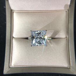Joyería de plata auténtica 925, anillos de compromiso de boda con diamantes de moissanita de laboratorio de 12MM para mujer, anillo de San Valentín para fiesta, regalos 2765