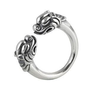 Real Silver Retro Double Heads Ring Divine Beast For Man Woman S925 Sterling Lion Heads Rings Fine Jewelry240412