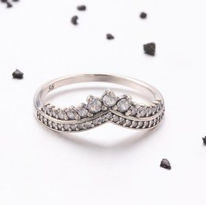 Real Silver Womens Crown Ring Fashion 925 Sterling Silver Engagement Rings Valentijnsdag Cadeau voor Gils