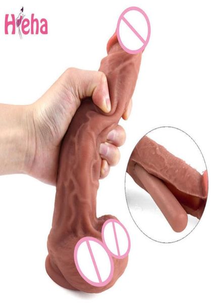 Réel peau sensation Silicone doux gode ventouse réaliste pénis grosse bite jouets sexuels pour femme produits Strapon godes pour femmes X05032018287