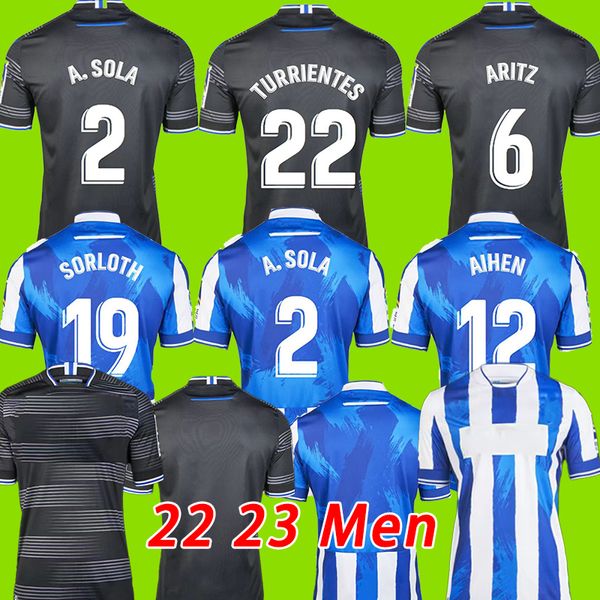 Real Sociedad 22 23 maillots de football personnalisés OYARZABAL X PRIETO PORTU DAVID SILVA Football Shirt TAKE 22 23 Carlos Fernandez camiseta de futbol Hommes kit enfants Équipement