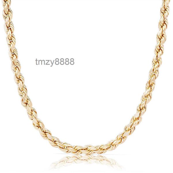 Cadenas de cuerda de oro macizo real de 10k, 14k, 18k y 24k para hombre, collar de Hip Hop IZCA