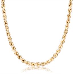 Real Solid 10K 14K 18K 24k vaste gouden touwketens voor heren hiphop ketting