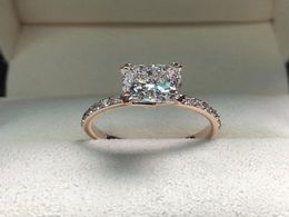 Echte Solid 925 Sterling Zilveren Ring Luxe 2Ct Kussen Geslepen Diamant Steen Bruiloft Verlovingsringen Voor Vrouwen Fijne Sieraden Gift9852342