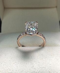 Real Solid 925 Sterling Silver Ring Luxury 2ct Cushion Cut Diamond Stone Wedding Engagement anneaux de fiançailles pour femmes Fine Bijoux Gift7742871
