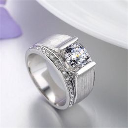 Echte vaste 925 sterling zilveren trouwring sieraden luxe 1.2ct geboortesteen 5A CZ ring voor mannen jongen gift maat 8-10