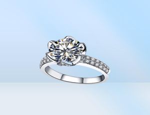 Eheringe aus echtem, massivem 925er-Sterlingsilber für Frauen, romantischer, blumenförmiger Inlay-3-Karat-Diamant-Verlobungsring3167983