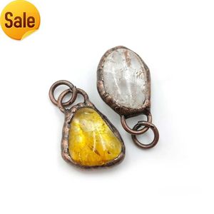 Véritable citrine solide quartz clair naturel forme irrégulière pendentif soudé bijoux fins cadeau collier en cristal pendentif pour les femmes