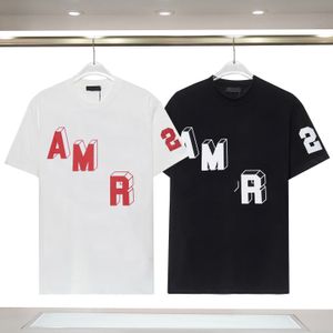 Real spot AMI – T-shirt ample à manches courtes pour hommes et femmes, impression de logo en bloc tridimensionnel, sens de niche