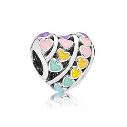 Echte sterling zilveren kleurrijke liefde hart charme voor pandora slangenketting armband kettingen maken accessoires designer charmes ingesteld voor vrouwen met originele doos