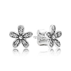 Echte sterling zilveren oogverblindende madeliefjes Flower Stud Earring voor Pandora CZ Diamond bruiloft sieraden voor vrouwelijke meisjes met originele doos vriendin geschenk oorbellen set