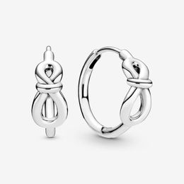 Real Sterling Silver Infinity Knot Hoop Orees With Original Box for Pandora Fashion Jewelry Wedding Party Gift Earge Brongle pour les filles