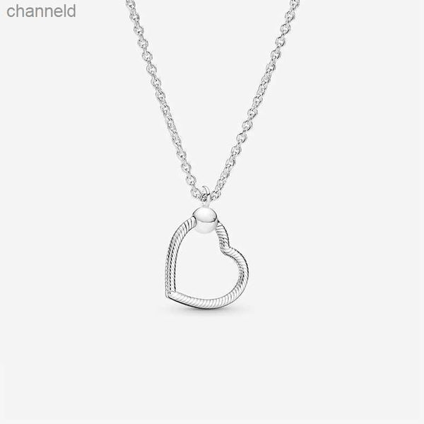 Real Sterling Silver Love Heart Charm Necklace para Pandora Fashion Wedding Party Jewelry para mujeres collares con caja original 50CM L230518